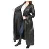 Women Gothic Long Black Leather Coat Double Breasted Trench Coat Motorbike Coat